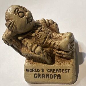 Vintage World’s Greatest Grandpa Figurine from 1970 grandmacore grannychic